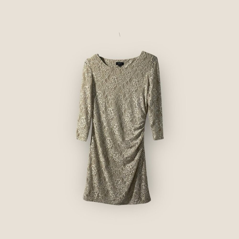 Tahari ASL Champagne Lace Dress Size 12